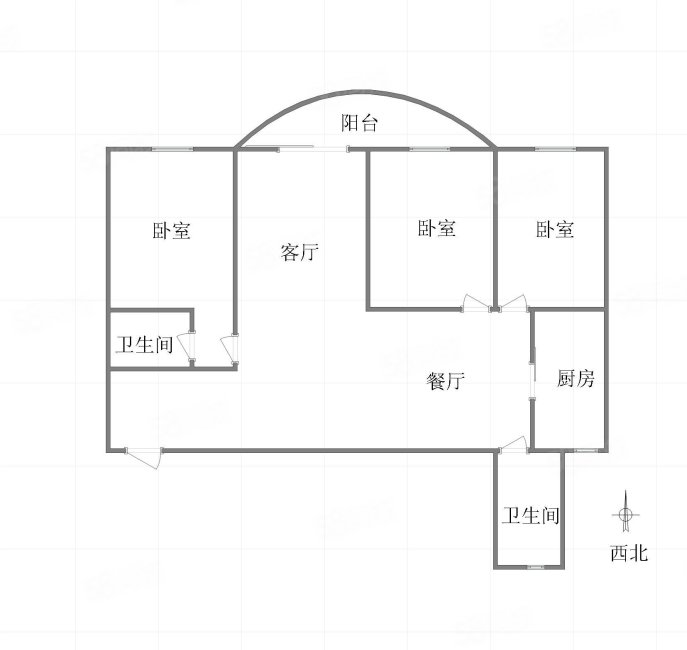 华能大厦3室2厅2卫147㎡南北95万