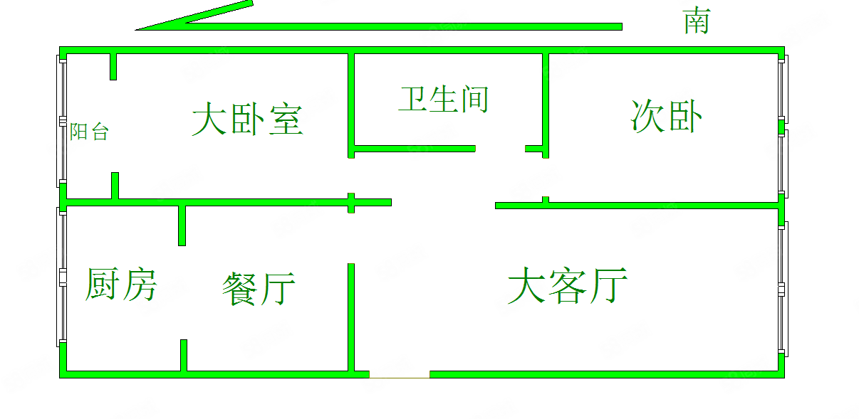 和盛嘉园2室2厅1卫109㎡南北120万