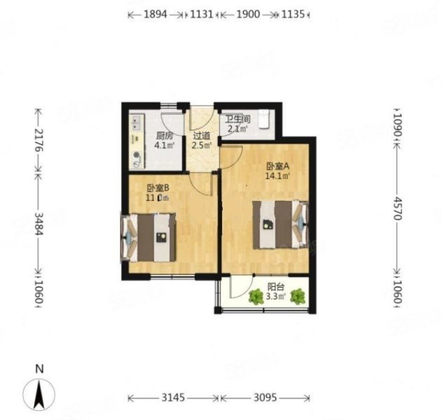 和惠居2室0厅1卫47.99㎡南235万