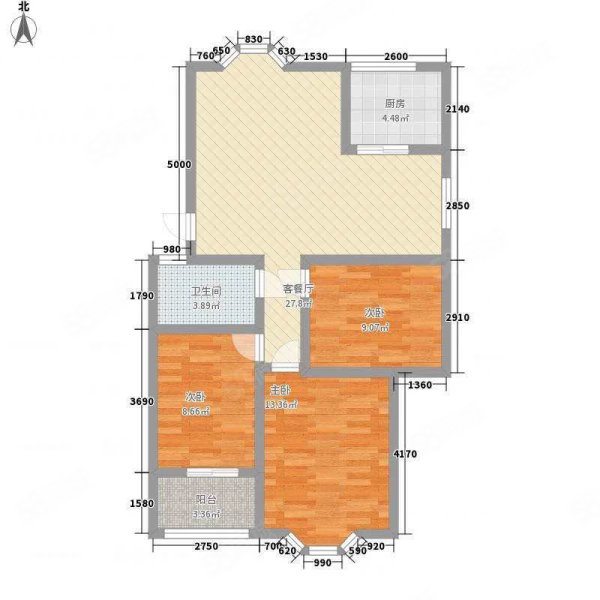 汇源华庭小区3室2厅1卫106㎡南北60万