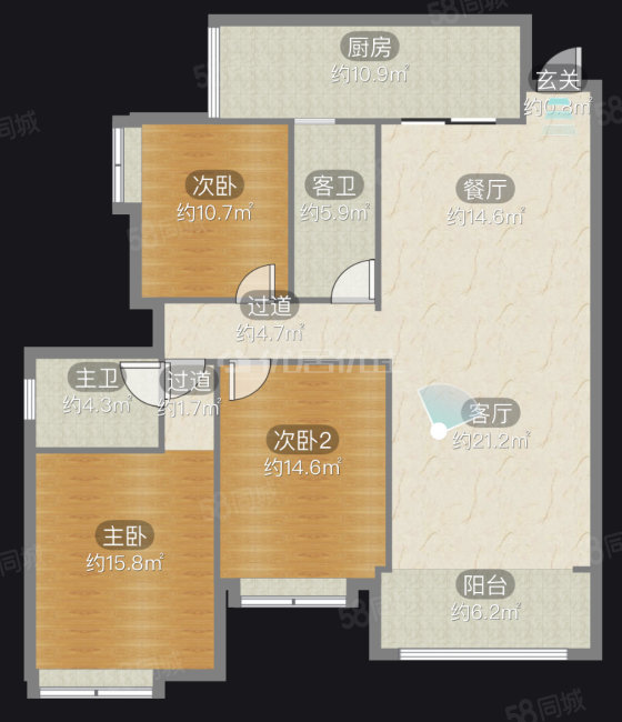 龙湾国际(二期)3室2厅2卫125.01㎡东南112万