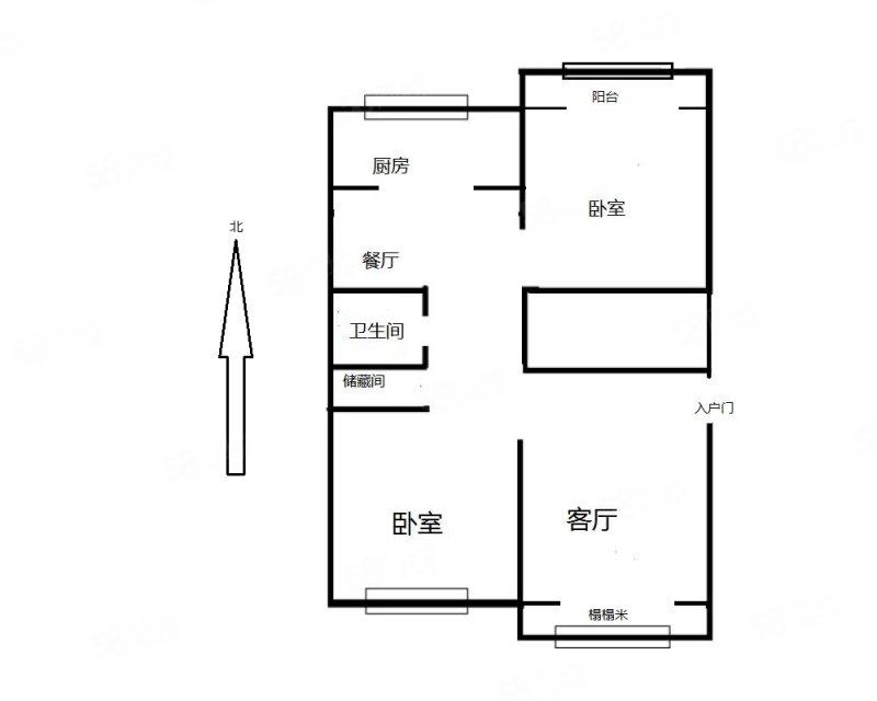 康居(南区)2室2厅1卫87.43㎡南北140万