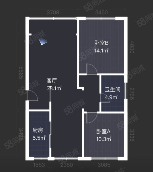 港湾隽景2室2厅1卫106.06㎡南北230万