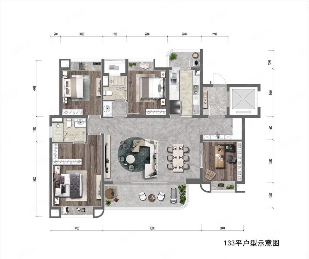 蓝光未来4室2厅2卫133㎡南北252万