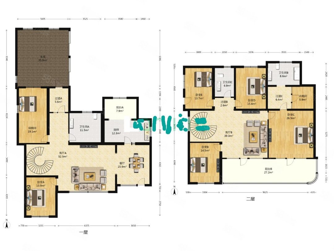 碧水莊園4室2廳3衛(wèi)325㎡南北2500萬