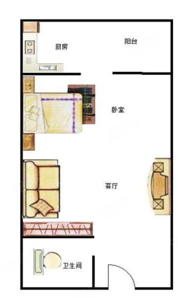 利海亚洲国际1室1厅1卫39.34㎡南北56万