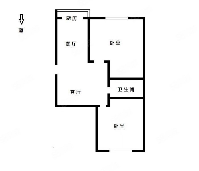 南波湾2室1厅1卫96.45㎡南北85万