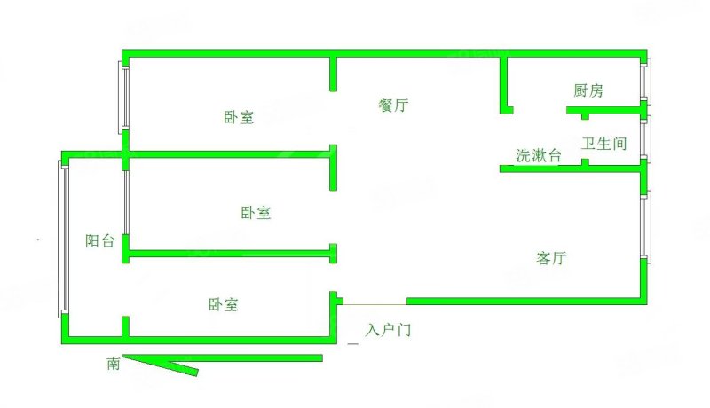 福田二区3室2厅1卫109㎡南北39.9万