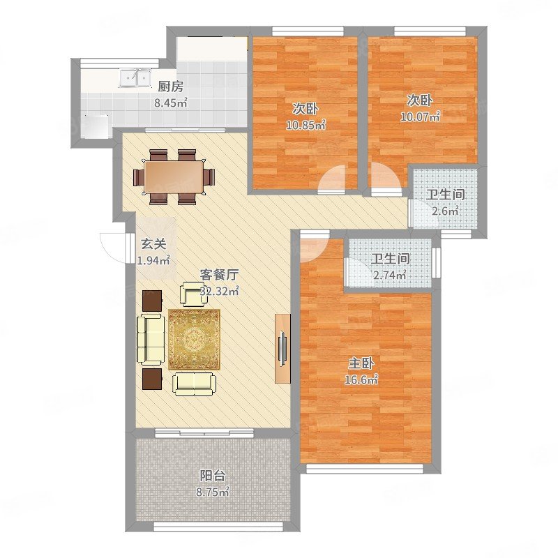 南湖消防总队家属院3室2厅2卫150.32㎡南北218万