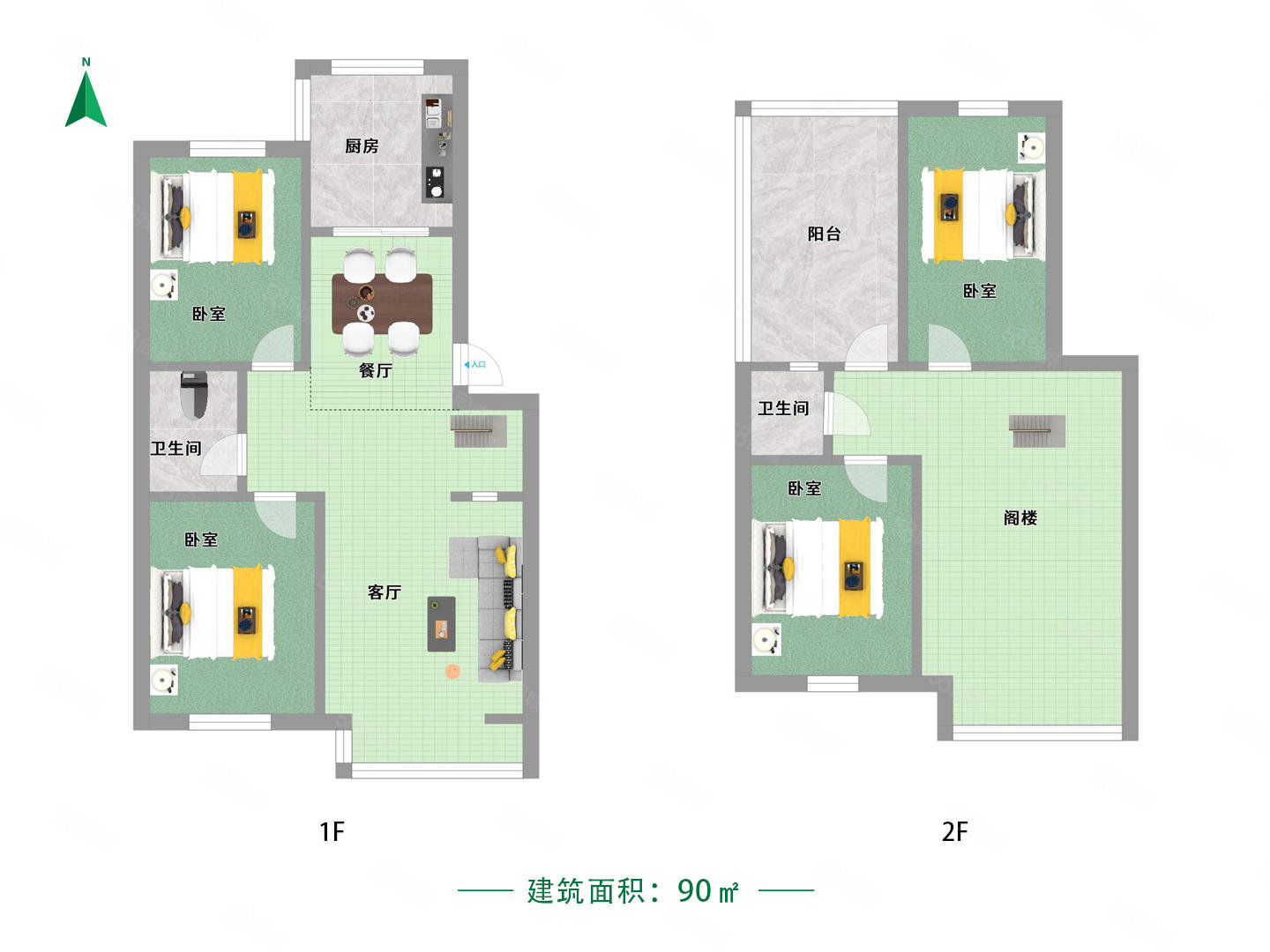 郦都花园(二期)3室2厅2卫89.25㎡南北79.8万