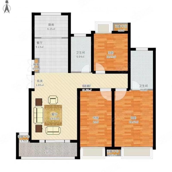 彩虹大厦3室2厅2卫145㎡南北68万