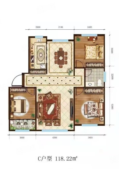 禧瑞华府3室2厅1卫107㎡南北59.8万