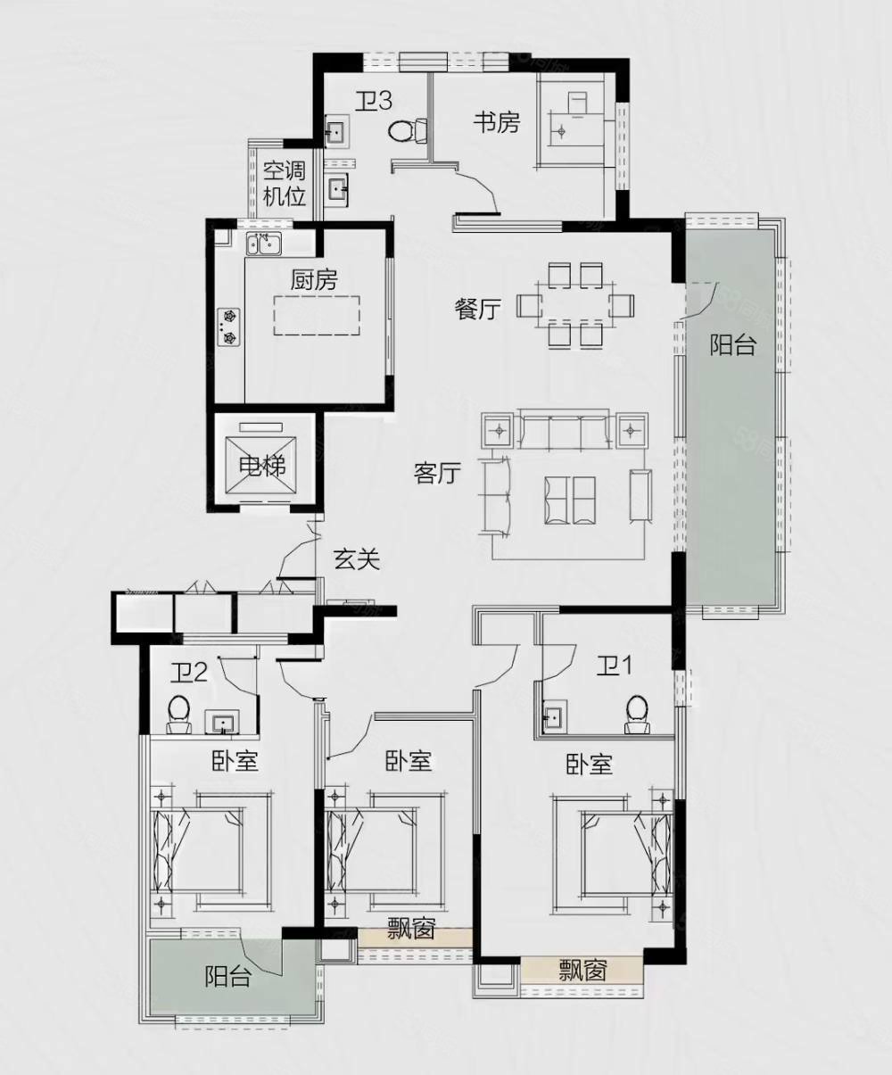 彩凤山城小区5室2厅2卫251㎡南北268万