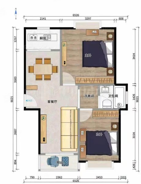 沁春园2室2厅1卫90.58㎡南北110万