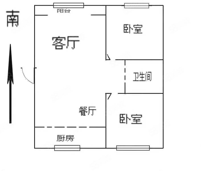 军安小区(二道)2室1厅1卫61㎡南北18万