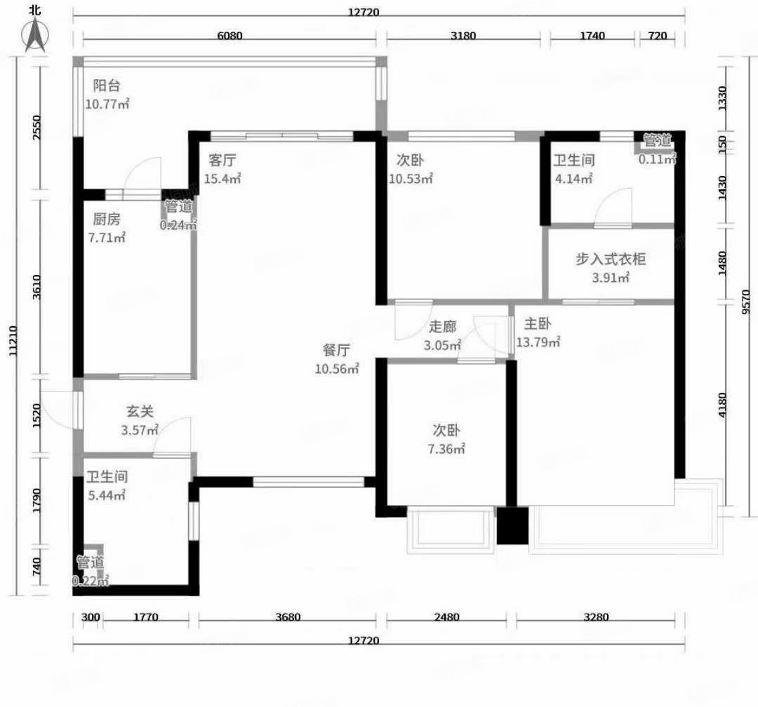 恒大华府3室2厅2卫130.76㎡南北256万