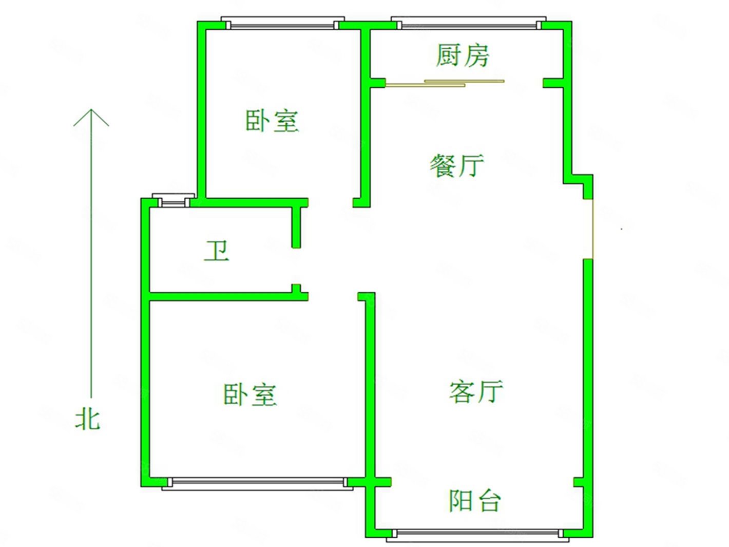 魁华馨苑2室2厅1卫102.46㎡南北83.8万