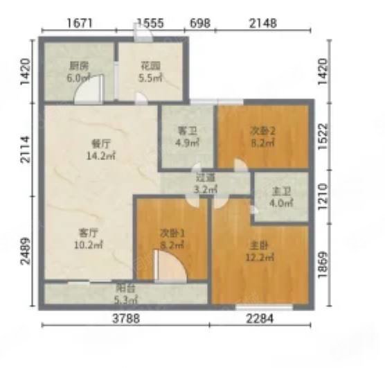 湾流汇一期铜雀台3室1厅2卫89㎡南58万