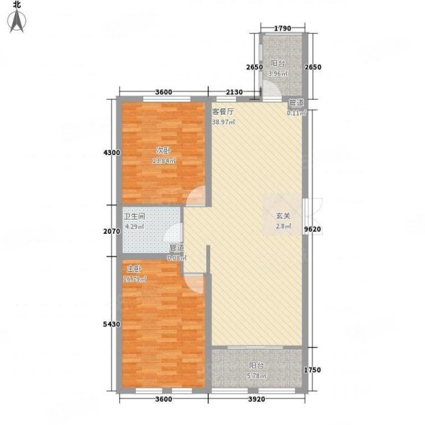 融城樾府2室1厅1卫86㎡南北69.5万