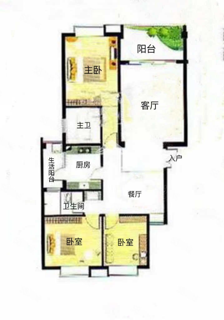 【10图】荣和山水美地120平错层3房南北通透户型诚售133万可看房,荣和
