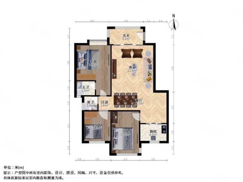 联泰香域滨江桥郡3室2厅2卫109.19㎡南北220万