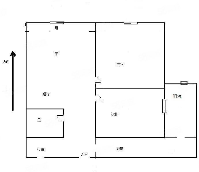 经典名居2室2厅1卫82.88㎡西北88万