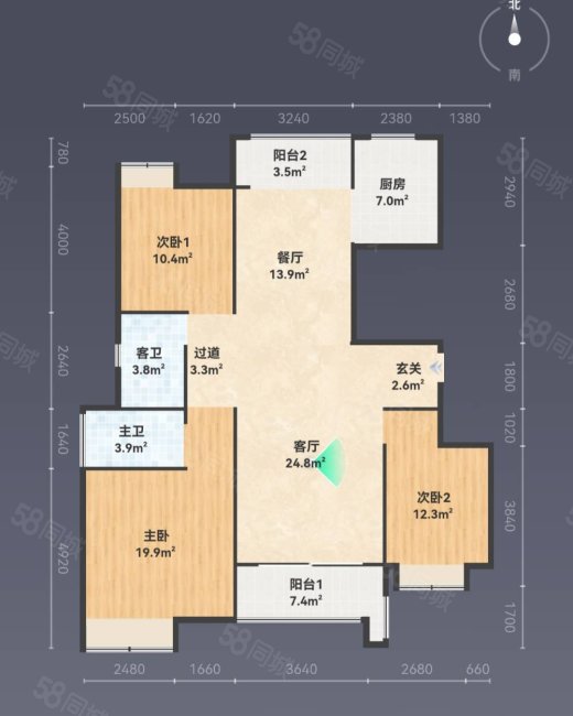 金马御龙府3室2厅2卫106㎡南北73.8万