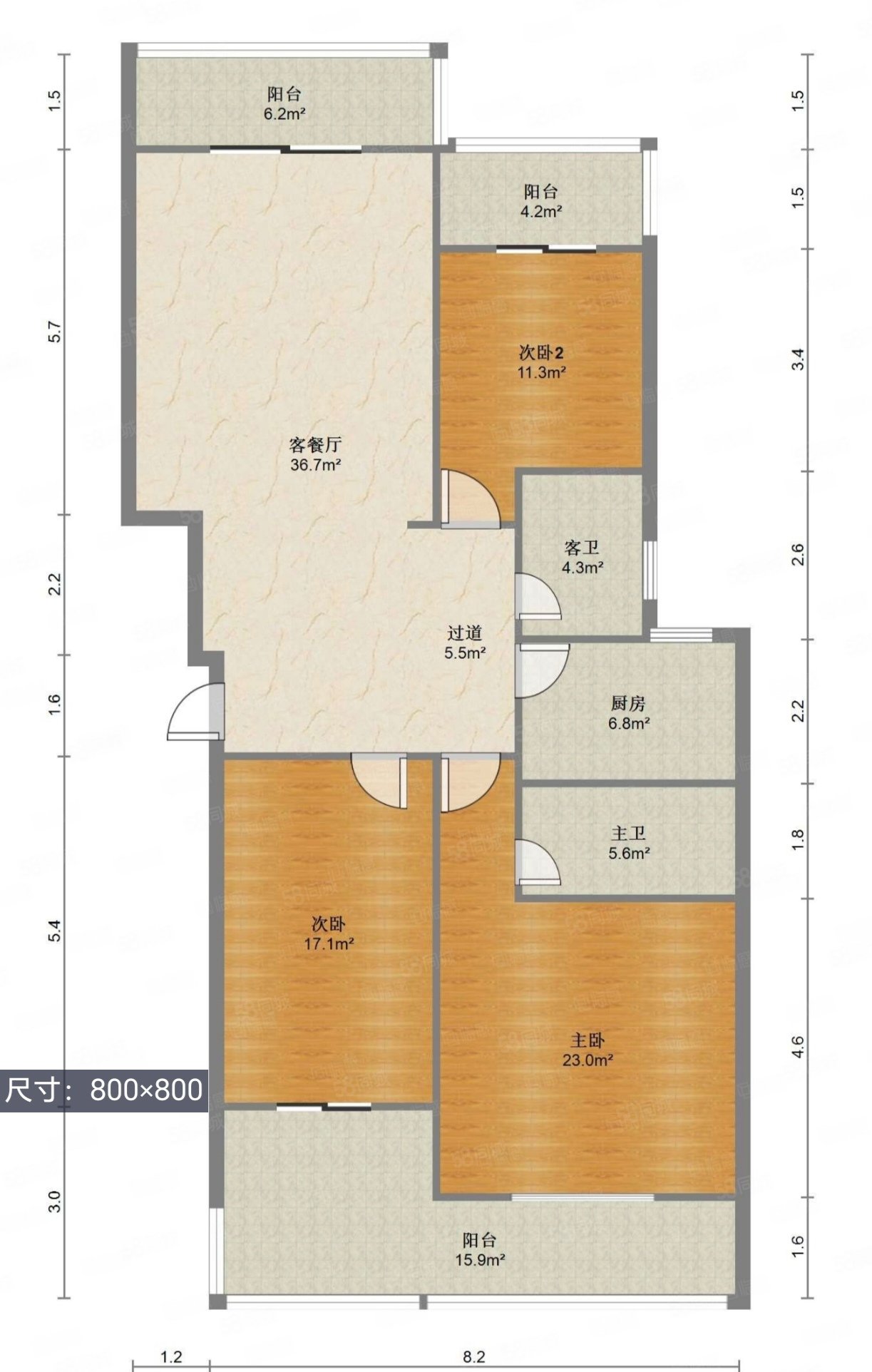 太子水榭3室2厅2卫155.5㎡南北158万