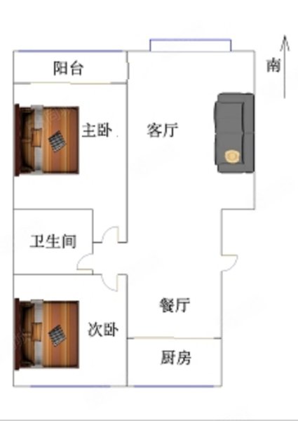 宝林金紫荆花园2室2厅1卫101.31㎡南北180万