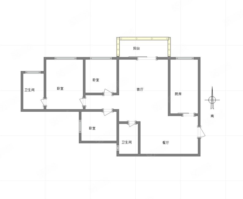 锦冠明珠3室2厅2卫105.62㎡南北75万