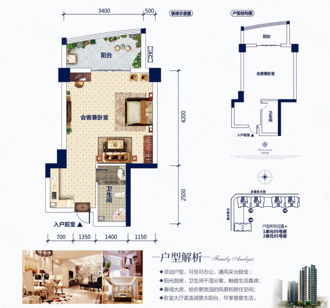 滨海华都1室1厅1卫32㎡南14.5万