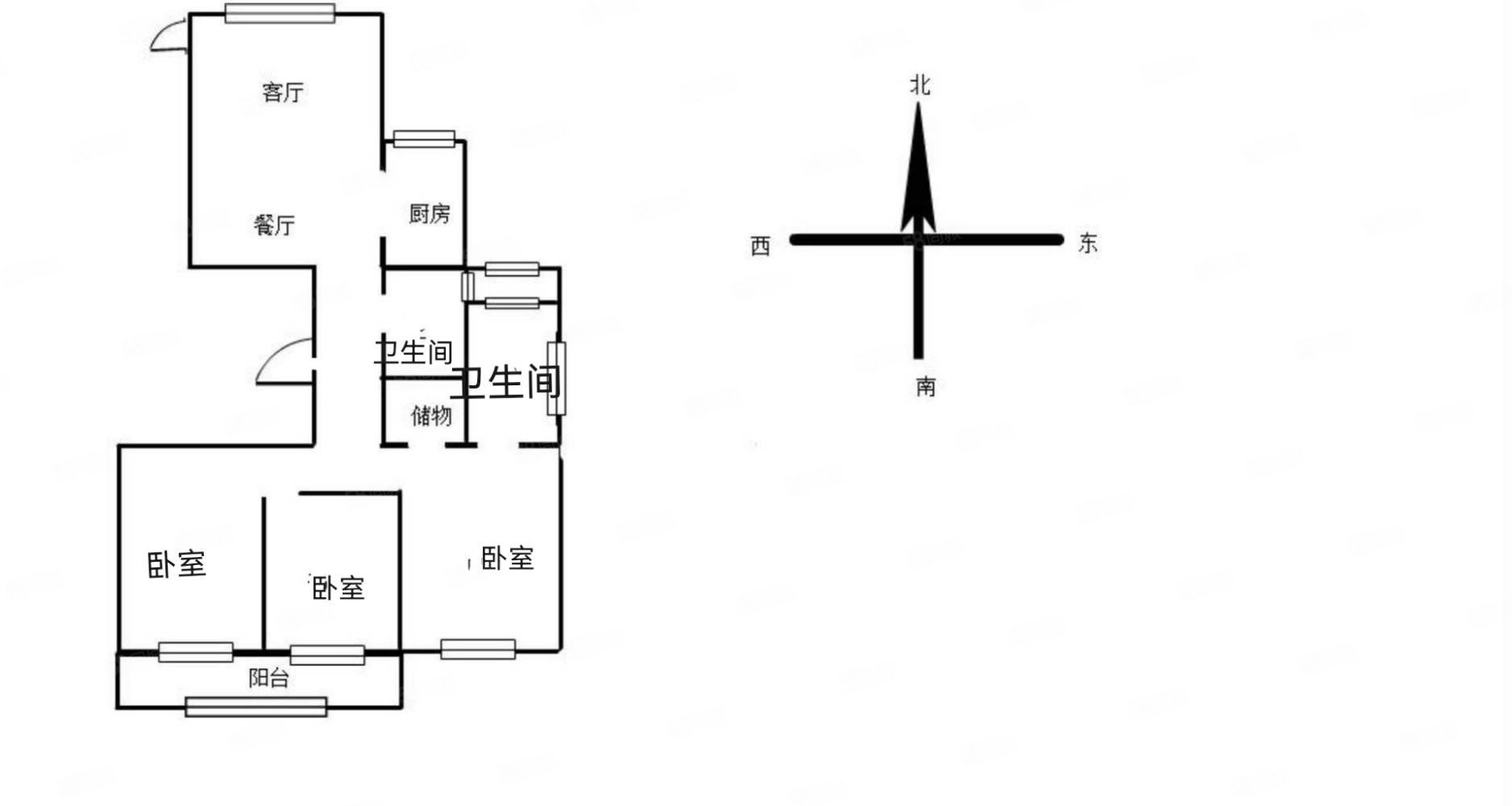 大自然江景花园3室2厅2卫92.23㎡南北149万