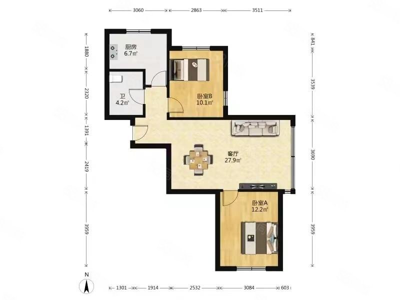 新加坡城(一期)2室1厅1卫89.23㎡南北95万