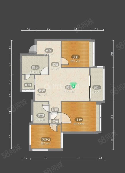 长虹城臻境3室2厅1卫89㎡南北78.6万