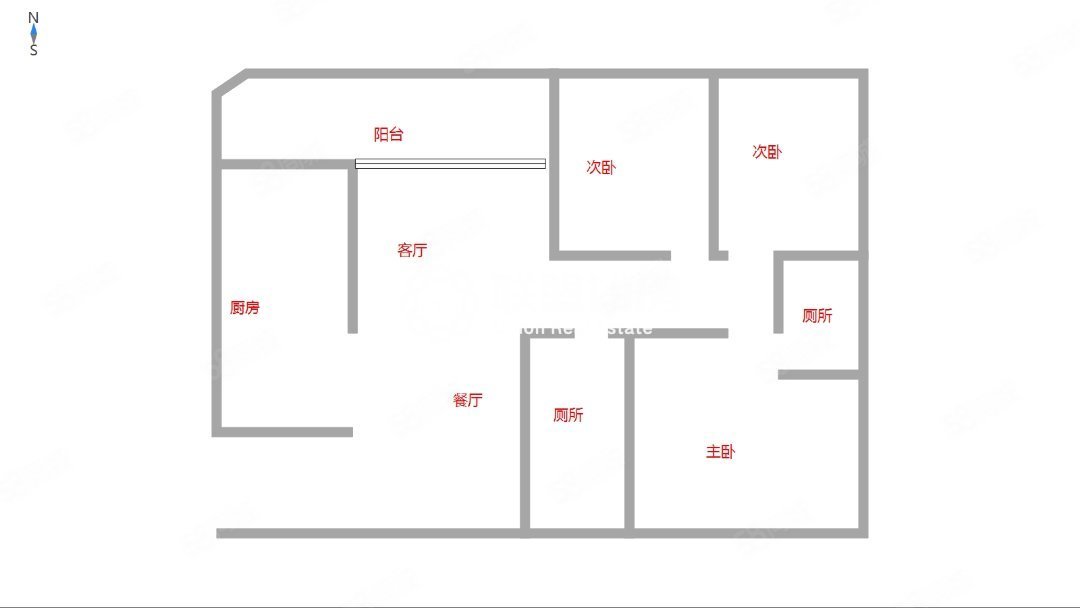 阳光城3室2厅2卫102㎡南46万