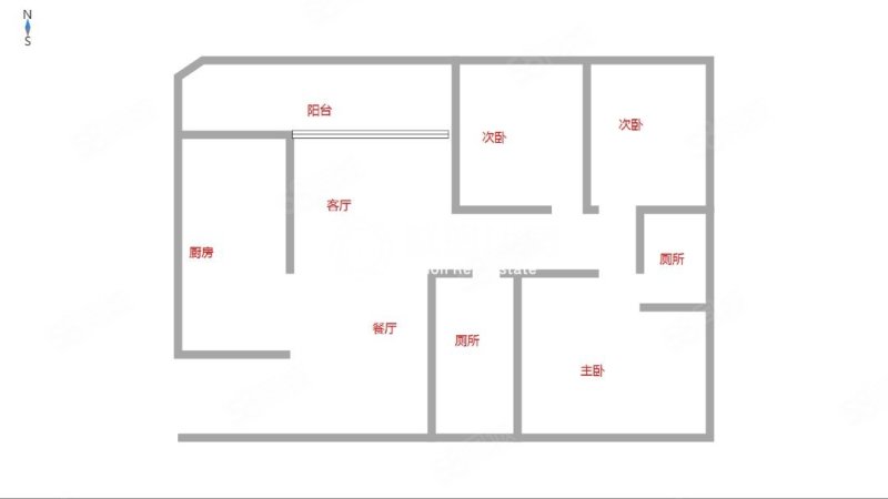 阳光城3室2厅2卫102㎡南43万