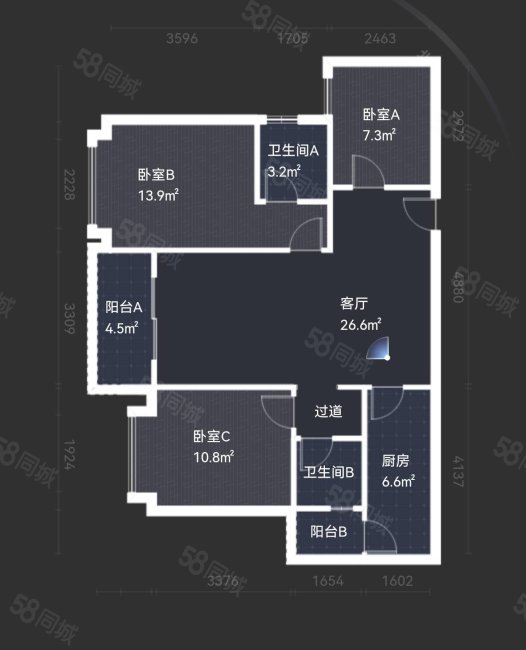 星徽城3室2厅2卫101.28㎡南北83万