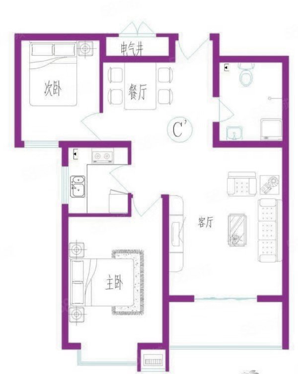 尚达豪庭2室2厅1卫92㎡南北67万