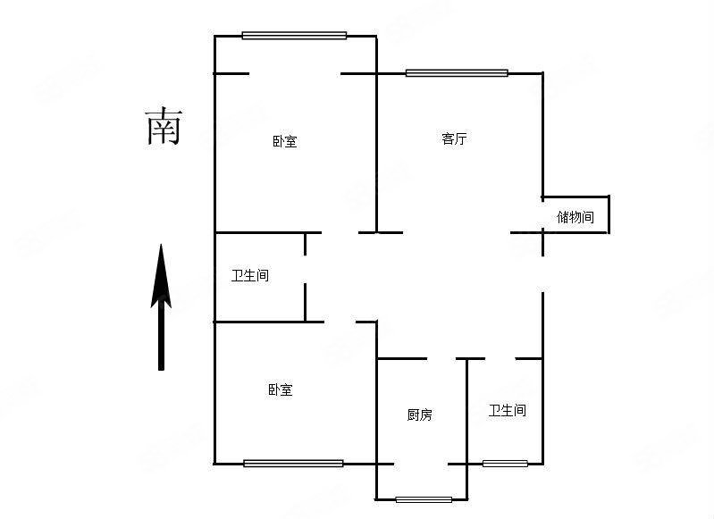 拓然家苑2室2厅2卫102.3㎡南北390万