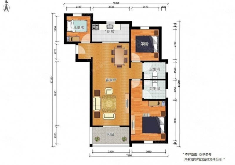 保利拉菲公馆3室2厅2卫111.67㎡南北232万