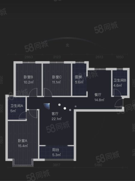 世耀东城3室2厅2卫122㎡南73.6万