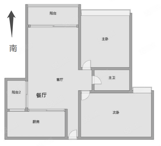 世荣作品壹号2室2厅1卫79.58㎡南100万