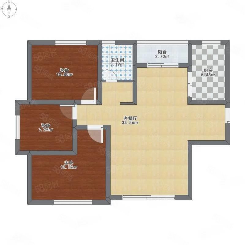 青龙居3室2厅1卫130㎡南北78万