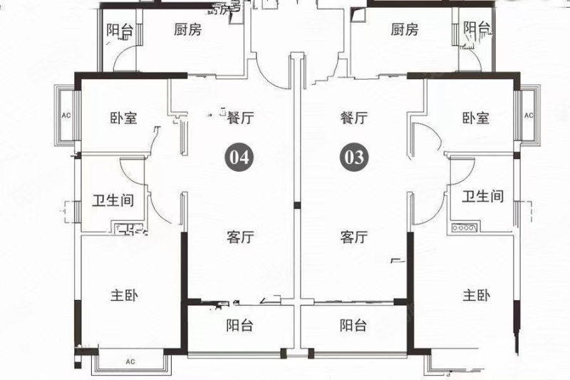 恒大江湾2室2厅1卫81㎡南北90万