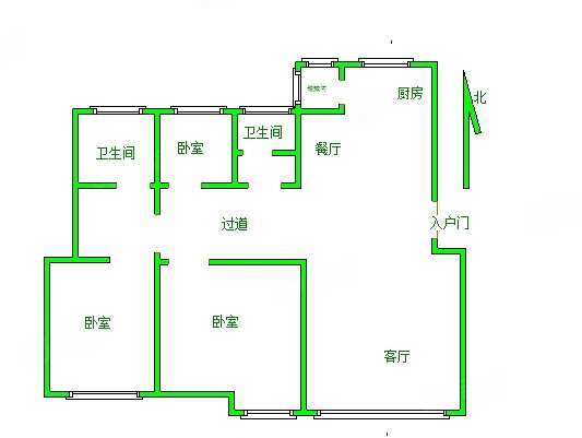 京汉新城(一期)3室2厅2卫130㎡南北72.8万