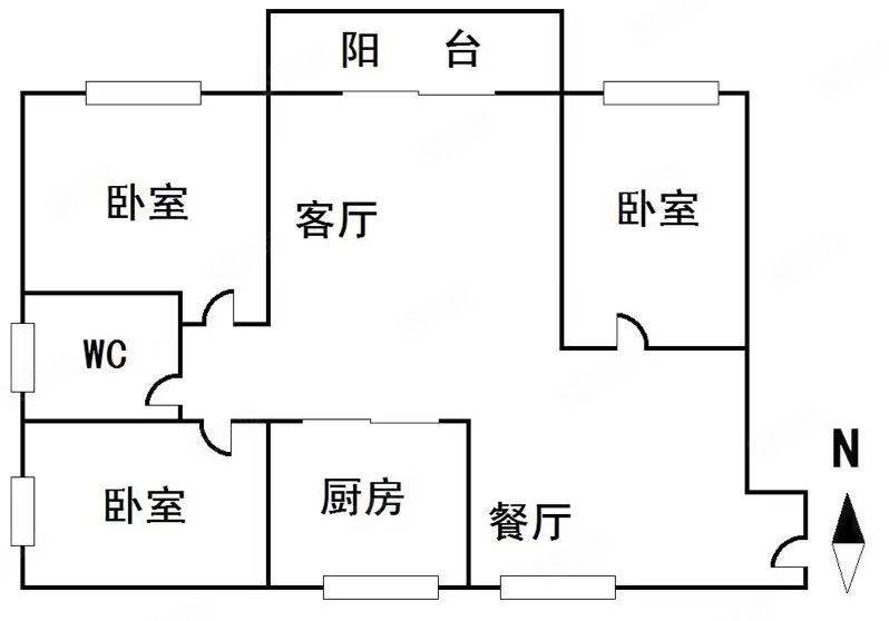 新世纪公寓东村2室2厅1卫86㎡南66万