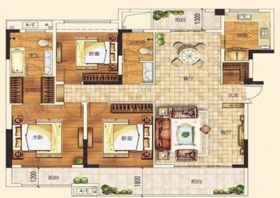 华兴观澜上域A区3室2厅2卫103㎡南北56.8万