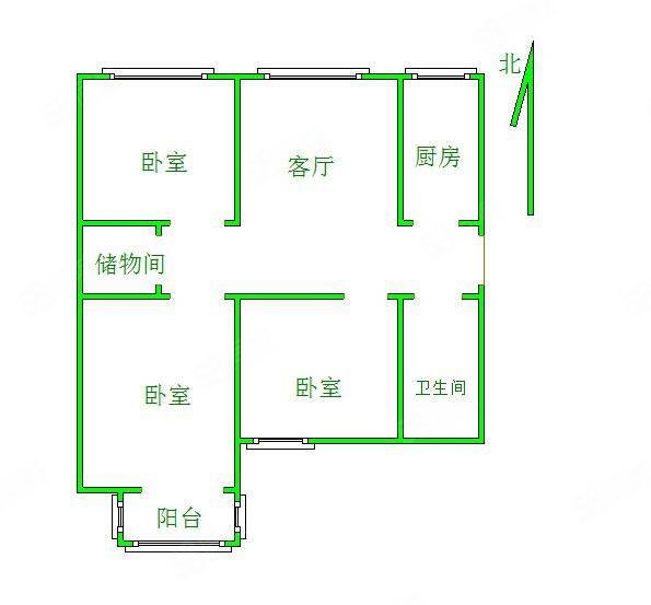 佳和家园3室1厅1卫96㎡南北80万