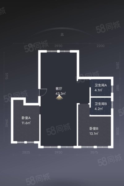 天安华府3室2厅2卫105㎡南北155万