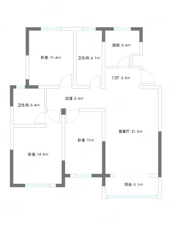 水墨苑南苑3室2厅2卫112㎡南北58万